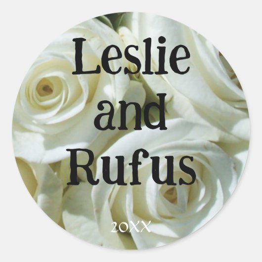 Personalized White Roses Wedding Sticker (Voorkant)