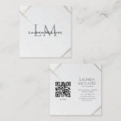 Personalized White Sparkle & Gold Accent Monogram  Contactkaartje (Voorkant / Achterkant)