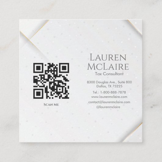 Personalized White Sparkle & Gold Accent Monogram  Contactkaartje (Achterkant)