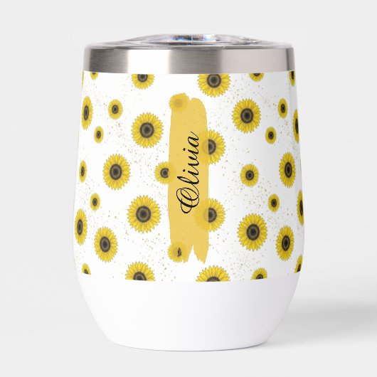 Personalized White Sunflower Pattern 11oz Cup (Voorkant)