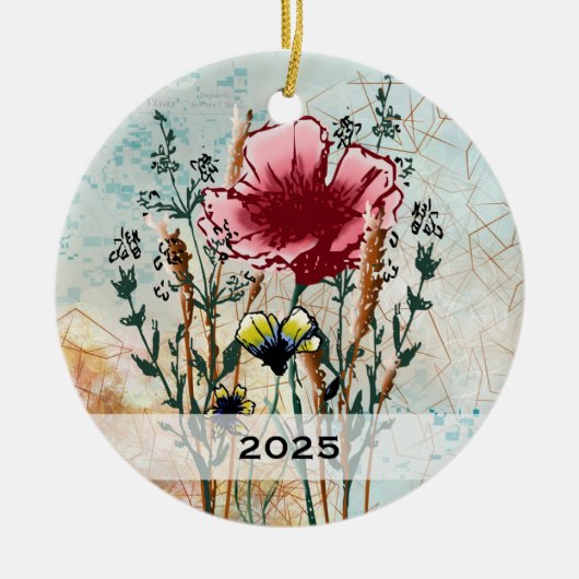 Personalized Wildflower Art Keepsake Ornament (Voorkant)
