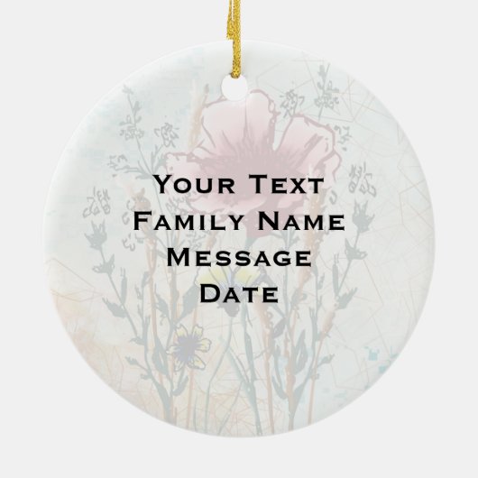 Personalized Wildflower Art Keepsake Ornament (Achterkant)