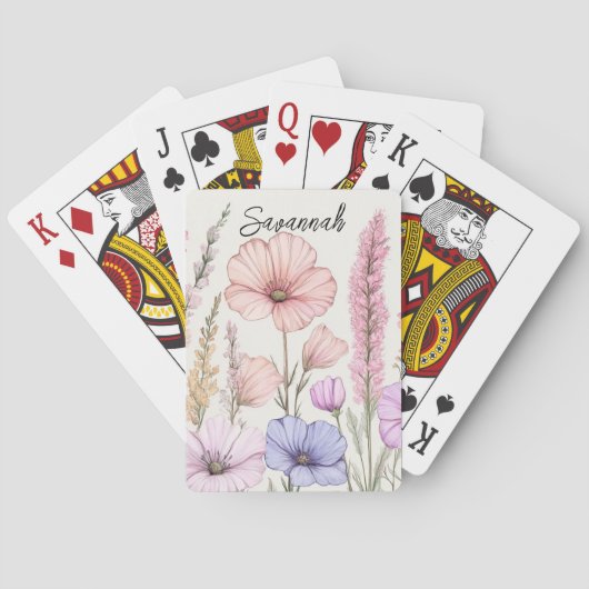 Personalized Wildflower Botanical  Pokerkaarten (Achterkant)