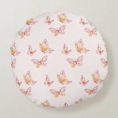 Personalized Wildflower & Butterfly Round Pillow Rond Kussen (Achterkant)