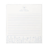 Personalized Wildflower Dusty Blue Desk Notepad Notitieblok (Voorkant)