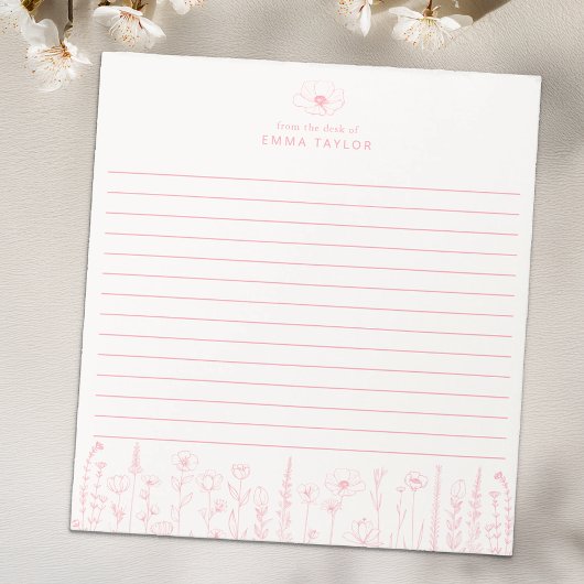 Personalized Wildflower Floral Desk Notepad Notitieblok