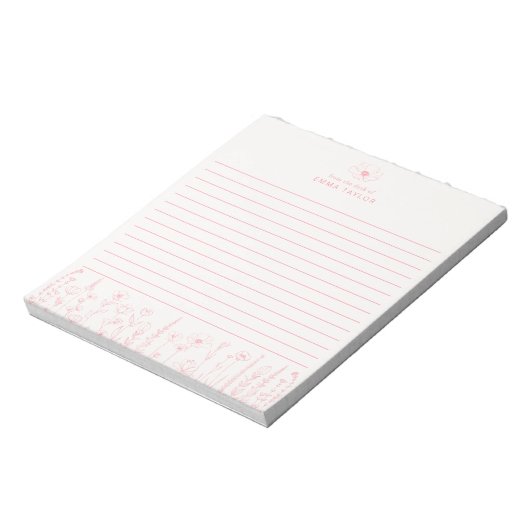 Personalized Wildflower Floral Desk Notepad Notitieblok (Linkerzijde)