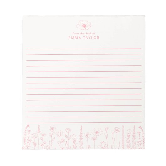 Personalized Wildflower Floral Desk Notepad Notitieblok (Voorkant)