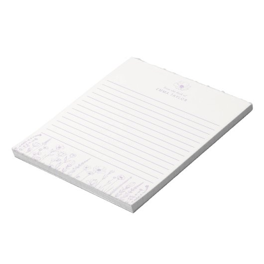 Personalized Wildflower Lavender Desk Notepad Notitieblok (Linkerzijde)