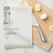 Personalized Wildflower Mason Jar Spring  Theedoek (Quarter Fold)