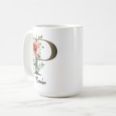 Personalized Wildflower Monogram Mug Gift for Mom Koffiemok (Voorkant links)