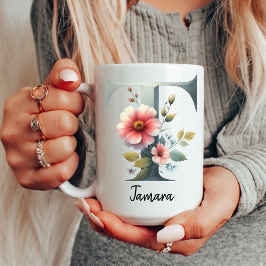 Personalized Wildflower Monogram Mug Gift for Mom Koffiemok