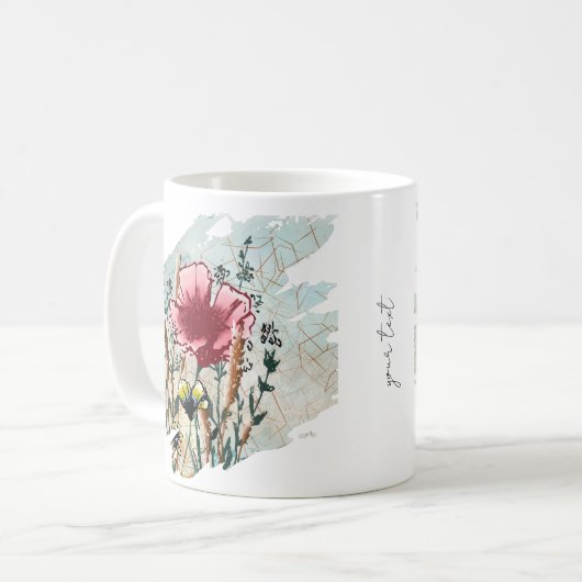 Personalized Wildflower Paint Splatter Koffiemok (Voorkant links)