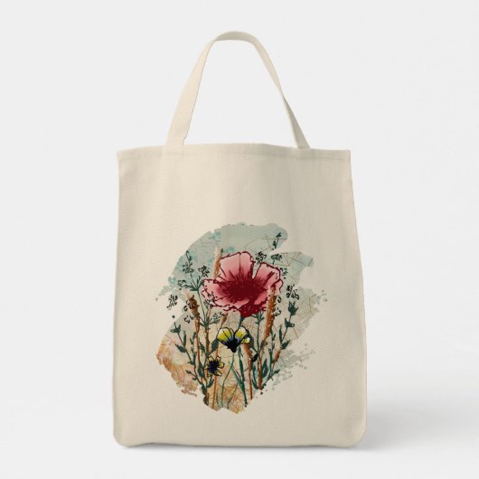 Personalized Wildflower Paint Splatter Tote Bag (Achterkant)
