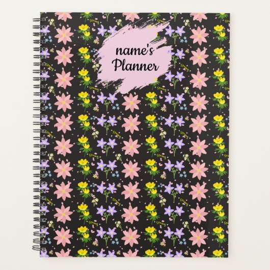 Personalized Wildflower Pattern Spiral Notebook Pl Planner (Voorkant)