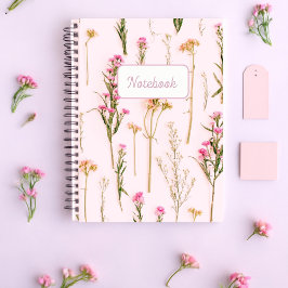 Personalized Wildflower Pink Spiral Notebook Notitieboek