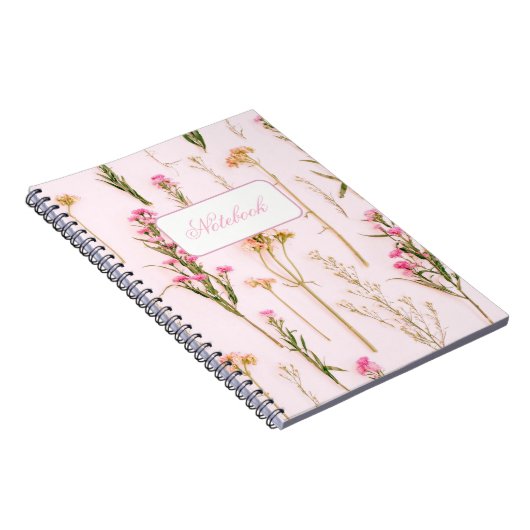 Personalized Wildflower Pink Spiral Notebook Notitieboek (Rechterzijde)