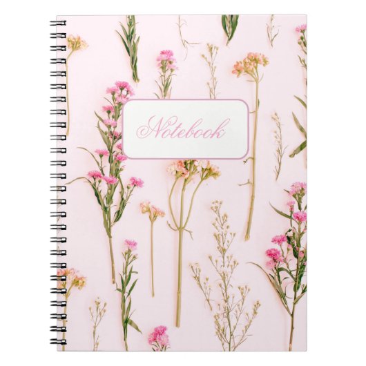 Personalized Wildflower Pink Spiral Notebook Notitieboek (Voorkant)
