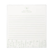 Personalized Wildflower Sage Green Desk Notepad Notitieblok (Voorkant)