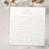 Personalized Wildflower Sage Green Desk Notepad Notitieblok