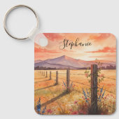 Personalized Wildflower Sunset Charm Sleutelhanger (Voorkant)