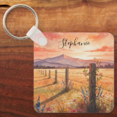 Personalized Wildflower Sunset Charm Sleutelhanger (Voorkant)