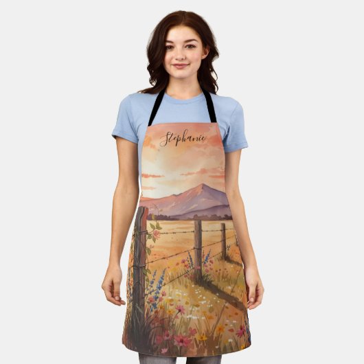 Personalized Wildflower Sunset Scene Schort (Gedragen)