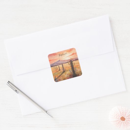 Personalized Wildflower Sunset Sticker (Envelop)