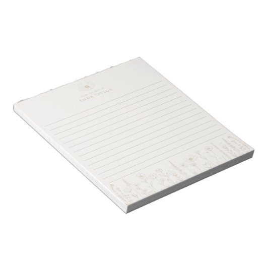 Personalized Wildflower Taupe Desk Notepad Notitieblok (Schuin)
