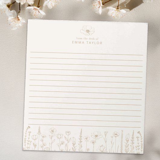 Personalized Wildflower Taupe Desk Notepad Notitieblok