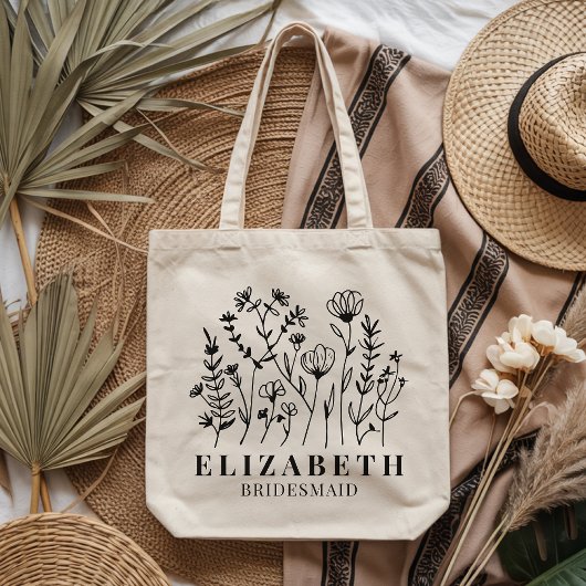Personalized Wildflower Tote Bag Bridesmaid Gift