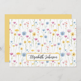 Personalized Wildflowers Floral Note Card Notitiekaartje