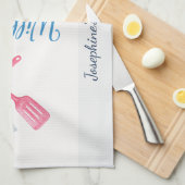 Personalized Will Cook for Cocktails Funny Elegant Theedoek (Quarter Fold)