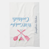 Personalized Will Cook for Cocktails Funny Elegant Theedoek (Verticaal)