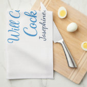 Personalized Will Cook for Cocktails Funny Elegant Theedoek (Quarter Fold)