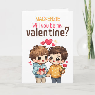 Personalized Will You Be My Valentine Gay Couple Feestdagen Kaart