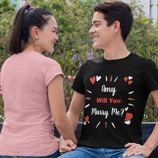 Personalized “Will You Marry Me?” Heart Design T-shirt