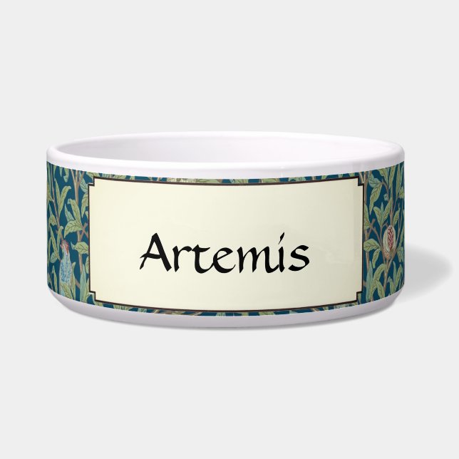 Personalized William Morris Bird and Pomegranate Voerbakje (Voorkant)