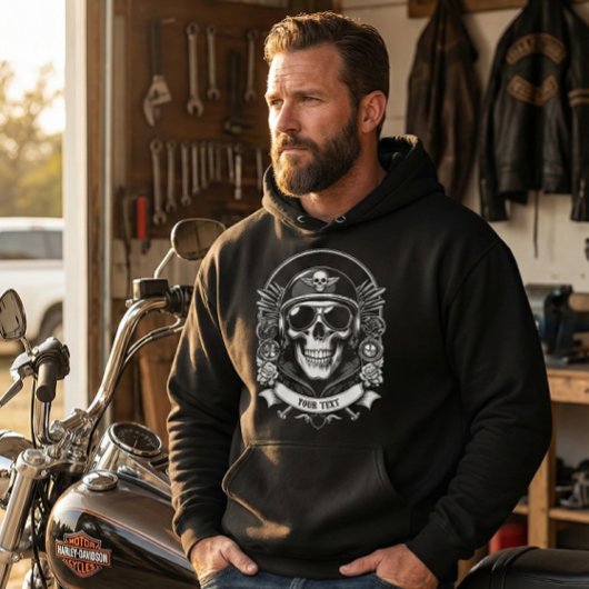 Personalized Winter Biker Skull Motorcycle Hoodie