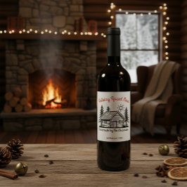 Personalized Winter Cabin Holiday Spiced Mead Wijn Etiket