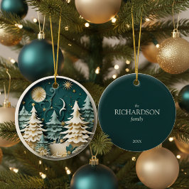 Personalized Winter Christmas Tree Keramisch Ornament