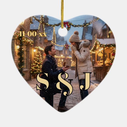 Personalized Winter Engagement Keepsake  Keramisch Ornament (Achterkant)