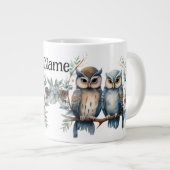 Personalized winter owl grote koffiekop (Voorkant rechts)