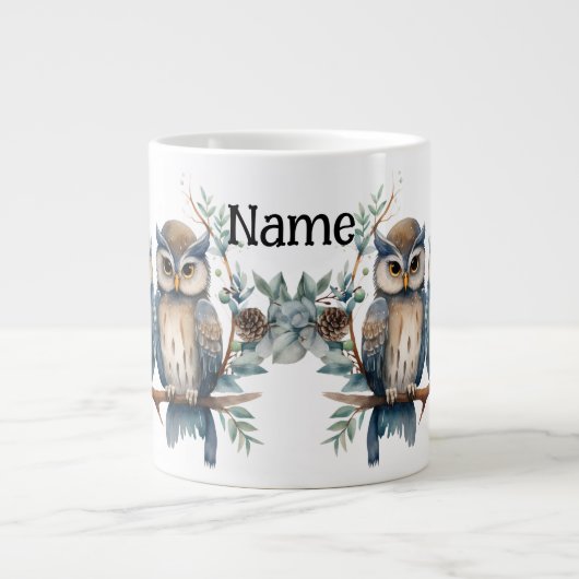 Personalized winter owl grote koffiekop (Voorkant)