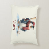Personalized Winter Penguin Baseball Kid Accent Kussen (Achterkant (Verticaal))
