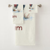 Personalized Winter Penguin Baseball Kid Bad Handdoek (Insitu)