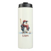 Personalized Winter Penguin Baseball Kid Thermosbeker (Voorkant)