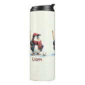 Personalized Winter Penguin Baseball Kid Thermosbeker (Gedraaid links)