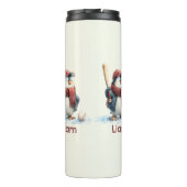 Personalized Winter Penguin Baseball Kid Thermosbeker (Achterkant)