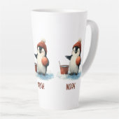 Personalized Winter Penguin Basketball Kid Latte Mok (Rechterhoek)